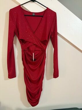 SHEIN Privé glitter ruched bodycon dress small